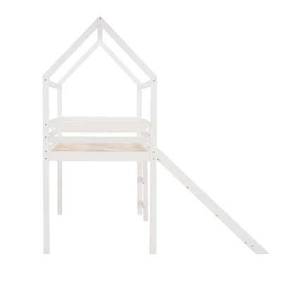 Twin Size House Shape Loft Bed With Slides, White - ModernLuxe - Image 6