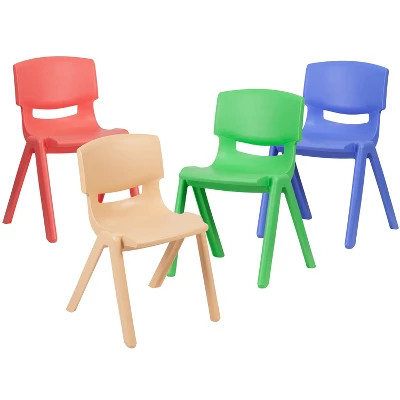 Emma And Oliver 4 Pack Plastic Stackable K-2 School Chair With 13.25"H Seat - Image 14