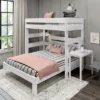 Max & Lily Farmhouse Twin Over Queen L-Shaped Bunk Bed With Desk