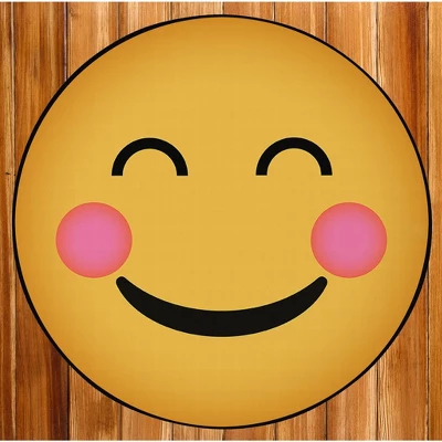 Deerlux Emoji Style Round Funny Smiley Face Kids Area Rug, Happy Emoji Rug - Image 6
