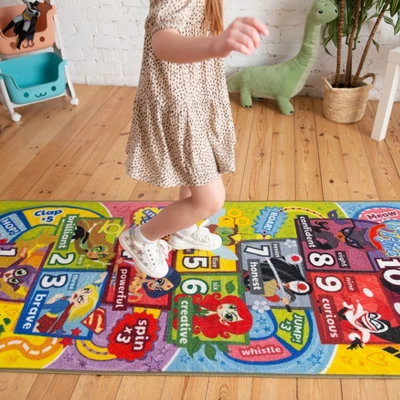 KC CUBS | DC Super Hero Girls Kids Hopscotch Number Counting Educational Learning & Game Play Nursery Bedroom Classroom Rug Carpet, 2' 7" X 6' 0" - Image 3