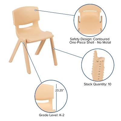 Emma And Oliver 4 Pack Plastic Stackable K-2 School Chair With 13.25"H Seat - Image 10