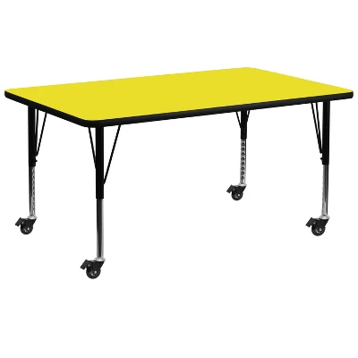 Flash Furniture Mobile 30''W X 72''L Rectangular HP Laminate Activity Table - Height Adjustable Short Legs - Image 3