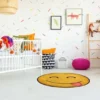 Deerlux Emoji Style Round Funny Smiley Face Kids Area Rug, Hungry Emoji Rug