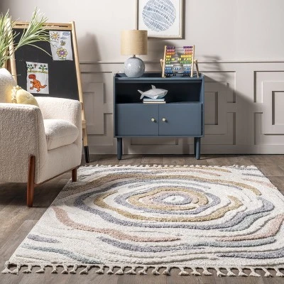 NuLOOM Adette Abstract Swirl Kids Tassel Area Rug - Image 7