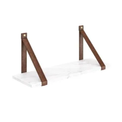 Brandon Vintage Matte Faux Marble Wall Shelf Brown - Nathan James
