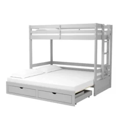 Twin To King Augusta Extending Day Bed With Bunk Bed And Storage Drawers Dove Gray - Alaterre Furniture
