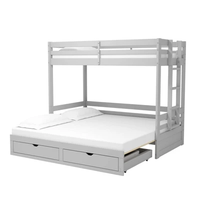 Twin To King Augusta Extending Day Bed With Bunk Bed And Storage Drawers Dove Gray - Alaterre Furniture