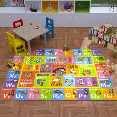 KC CUBS Boy & Girl Kids ABC Alphabet W/ Animals & Sounds Educational Learning & Fun Game Play Nursery Bedroom Classroom Rug Carpet - Image 2