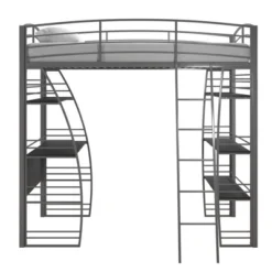 Andy Metal Loft Bed With Integrated Desk And Shelves - Room & Joy