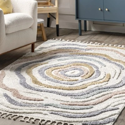 NuLOOM Adette Abstract Swirl Kids Tassel Area Rug - Image 8