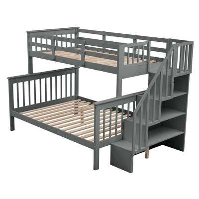 Twin-Over-Full Bunk Bed With Storage Stairs And Guard Rail - ModernLuxe - Image 5