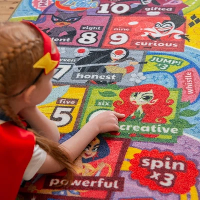 KC CUBS | DC Super Hero Girls Kids Hopscotch Number Counting Educational Learning & Game Play Nursery Bedroom Classroom Rug Carpet, 2' 7" X 6' 0" - Image 5