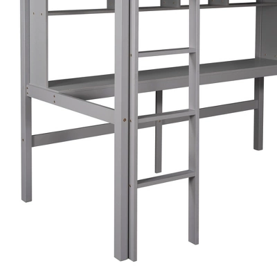 Twin Size Loft Bed With Desk, Shelves, And Ladder-ModernLuxe - Image 6