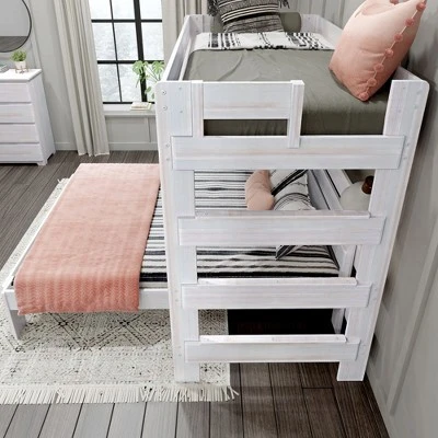 Max & Lily Farmhouse Twin Over Queen L-Shaped Bunk Bed With Desk - Image 3